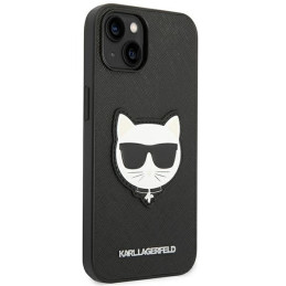 Karl Lagerfeld Saffiano Choupette Head Patch dėklas iPhone 14 Plus - juodas