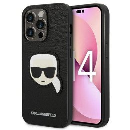 Karl Lagerfeld Saffiano Karl& 39 s Head Patch dėklas, skirtas iPhone 14 Pro Max - juodas