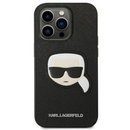 Karl Lagerfeld Saffiano Karl& 39 s Head Patch dėklas, skirtas iPhone 14 Pro Max - juodas