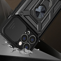 Hybrid Armor Camshield iPhone 13 Pro Max dėklo šarvuotas dangtelis su rožiniu fotoaparato dangteliu