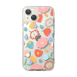 „Ringke Fusion Design“ šarvuoto dėklo dangtelis su geliniu rėmeliu „iPhone 14 Plus“ skaidrus (gėlėtas) (FD637E31)