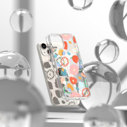 „Ringke Fusion Design“ šarvuoto dėklo dangtelis su geliniu rėmeliu „iPhone 14 Plus“ skaidrus (gėlėtas) (FD637E31)