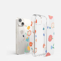 „Ringke Fusion Design“ šarvuoto dėklo dangtelis su geliniu rėmeliu „iPhone 14 Plus“ skaidrus (gėlėtas) (FD637E31)