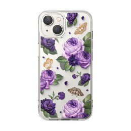Ringke Fusion Design šarvuotas dėklo dangtelis su gelio rėmeliu iPhone 14 Plus skaidrus (Purple rose) (FD637E29)
