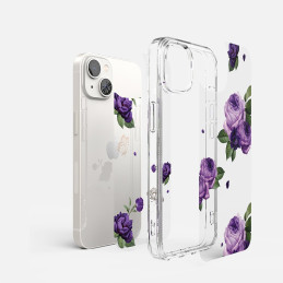 Ringke Fusion Design šarvuotas dėklo dangtelis su gelio rėmeliu iPhone 14 Plus skaidrus (Purple rose) (FD637E29)