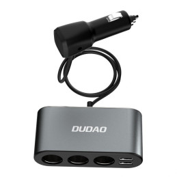 Dudao automobilinis įkroviklis 2x USB / 3x cigarečių degiklio lizdo skirstytuvas juodas (R1Pro juodas)