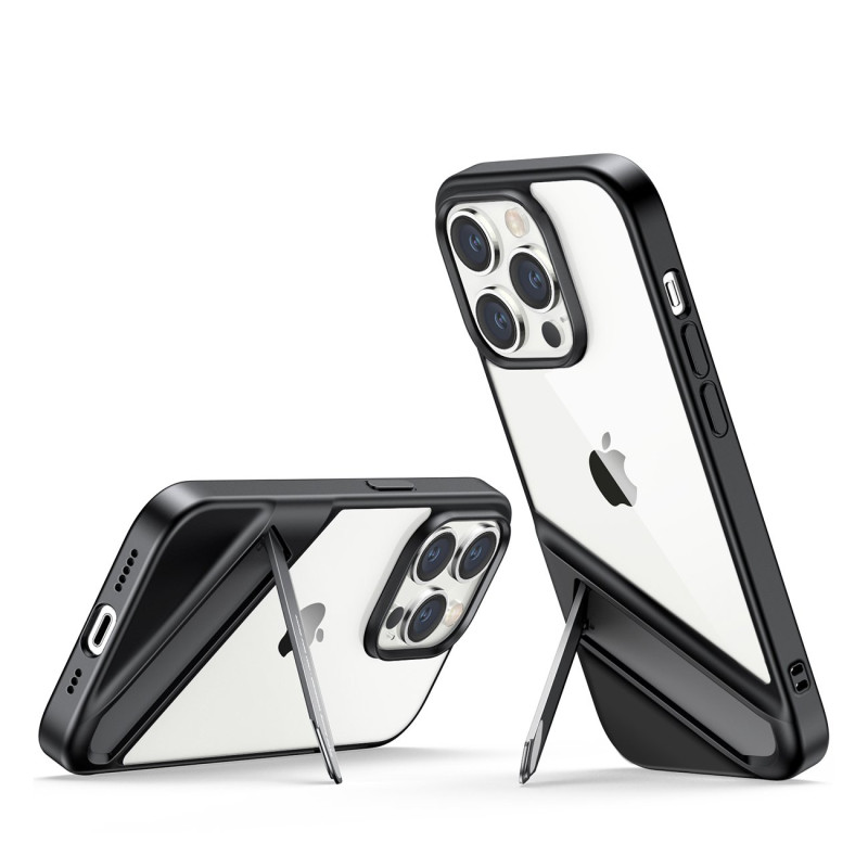 Ugreen LP635 Kickstand Protective Case standus dėklas su gelio rėmeliu ir įmontuotu stovu iPhone 14 Pro juodas (90926)