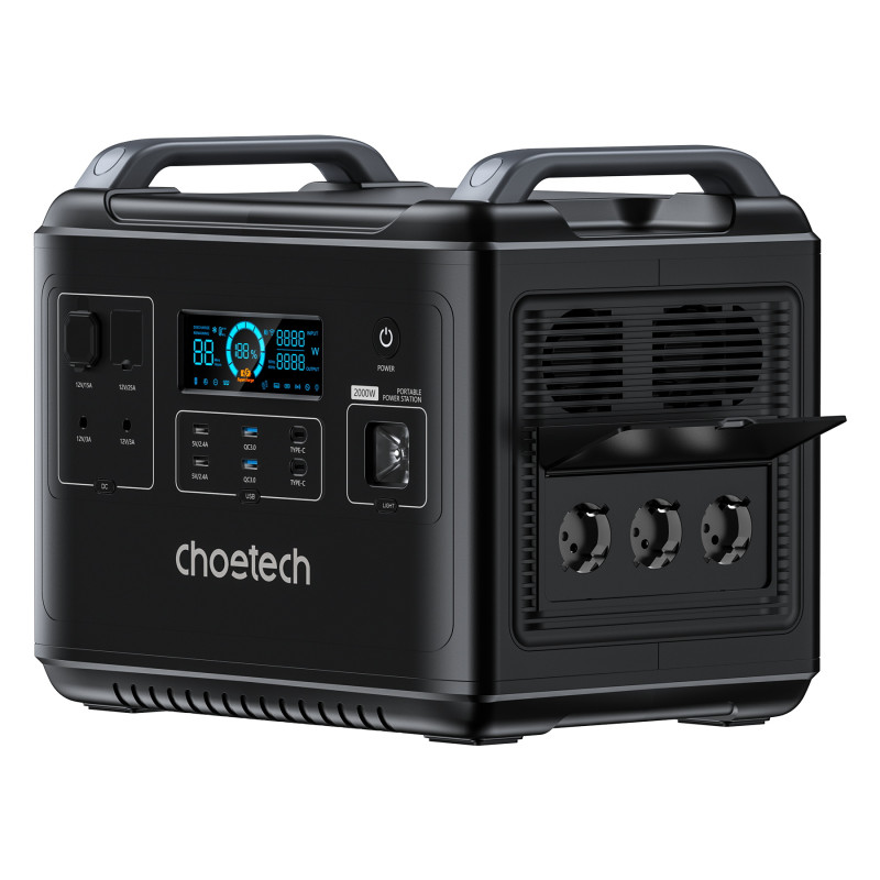 Choetech nešiojama LiFePO4 elektrinė 1997Wh 2000W maitinimo blokas juodas (BS006 Super Mini)
