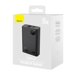 Baseus Adaman2 20000mAh 30W maitinimo blokas 2x USB-A / USB-C PD / QC / SCP / Oppo Super VOOC - juoda