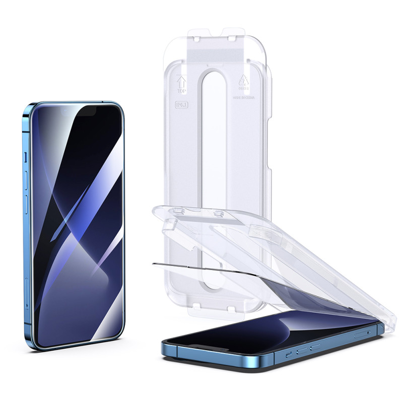 Joyroom Easy Fit viso ekrano grūdintas stiklas su tvirtinimo rėmeliu, skirtas iPhone 14 Plus (6,7") (JR-DH11)