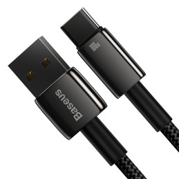 „Baseus Tungsten Gold“ kabelis USB-A – USB-C 480Mb/ s 100W 1m juodas (CAWJ000001)