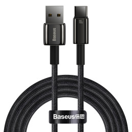 „Baseus Tungsten Gold“ kabelis USB-A – USB-C 480Mb/ s 100W 2m juodas (CAWJ000101)