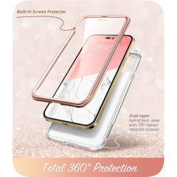 Supcase Cosmo dėklas iPhone 14 Pro - rožinis marmuras