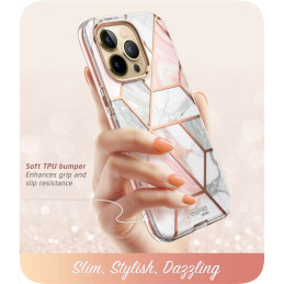 Supcase Cosmo dėklas iPhone 14 Pro - rožinis marmuras
