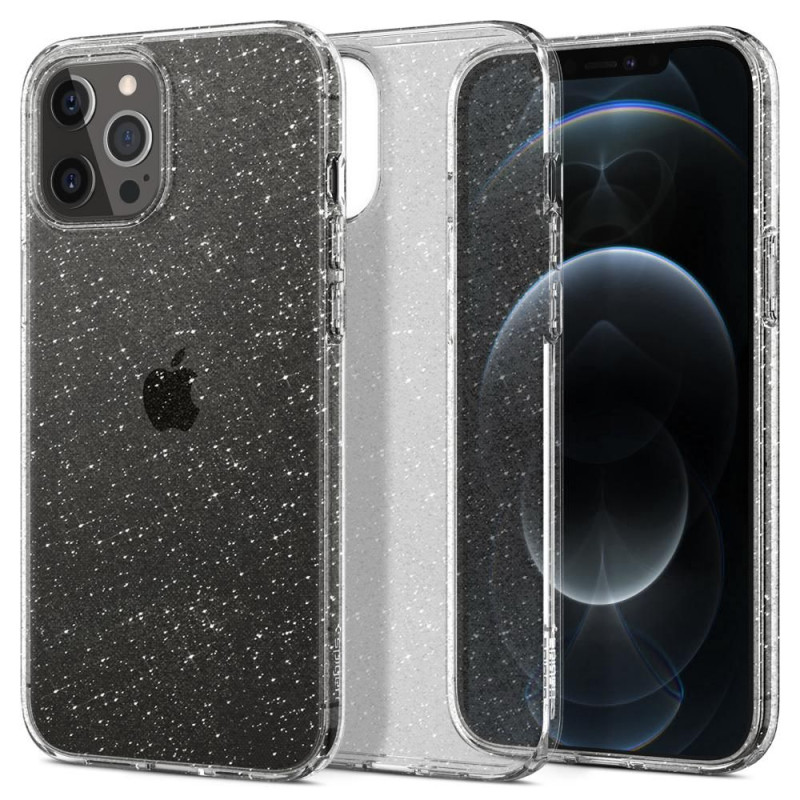 Spigen Liquid Crystal dėklas iPhone 12 / iPhone 12 Pro - skaidrus ir blizgantis