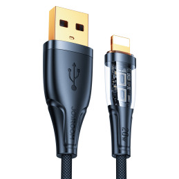 Joyroom Star-Cloud Series A3 USB-A/ Lightning 2,4A 1,2 m laidas su išmaniuoju jungikliu – juodas