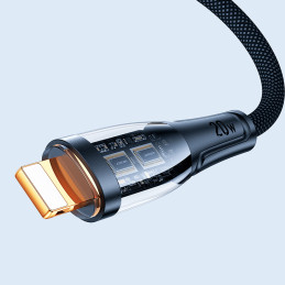 Joyroom Star-Cloud Series A3 USB-A/ Lightning 2,4A 1,2 m laidas su išmaniuoju jungikliu – juodas