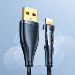 Joyroom Star-Cloud Series A3 USB-A/ Lightning 2,4A 1,2 m laidas su išmaniuoju jungikliu – juodas