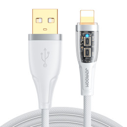 Joyroom Star-Cloud Series A3 USB-A / Lightning 2,4A 1,2 m kabelis su išmaniuoju jungikliu – baltas