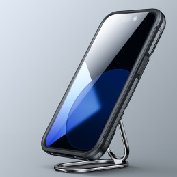 Joyroom Dual Hinge iPhone 14 Pro dėklas, šarvuotas dangtelis su stovu, žiedo laikiklis, juodas