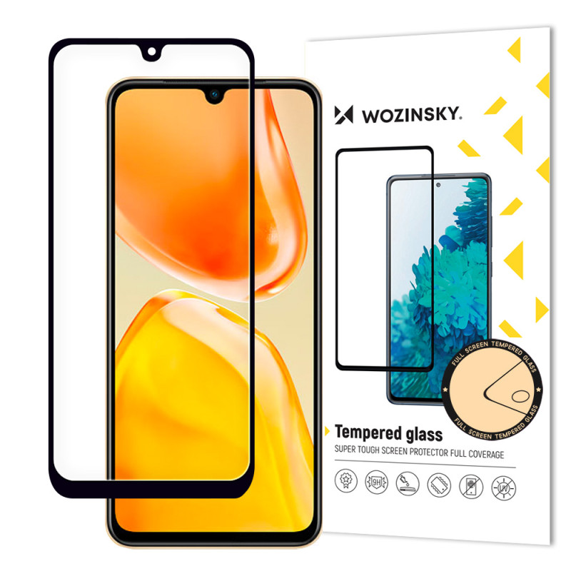Wozinsky Full Glue grūdintas stiklas Vivo X80 Lite / V25 per visą ekraną su juodu rėmeliu (tinka dėklui)