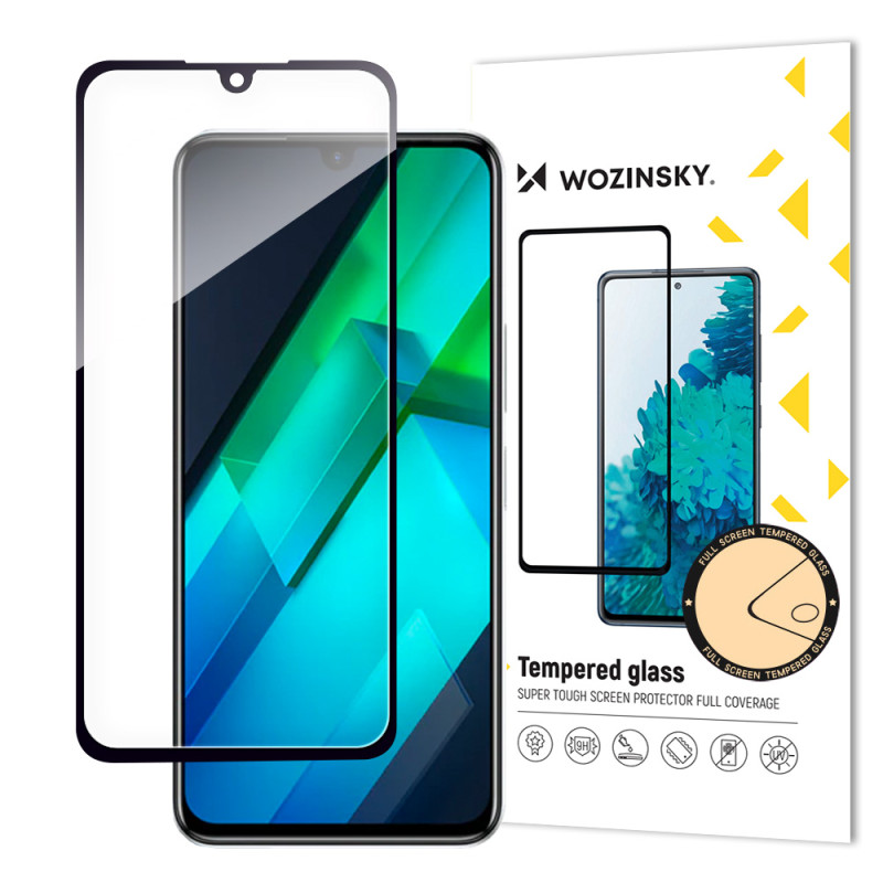 Wozinsky Full Glue grūdintas stiklas, skirtas Infinix Note 12 G96 viso ekrano su juodu rėmeliu (tinka dėklui)
