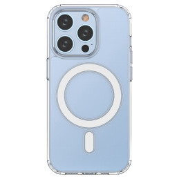 Skaidrus magnetinis dėklas su MagSafe iPhone 14 Pro su sidabriniu žiedu – skaidrus