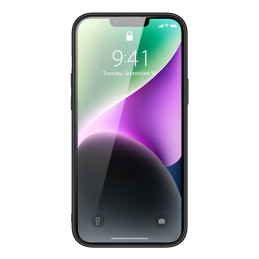 Dux Ducis Yolo iPhone 14 dėklas, elegantiškas dangtelis iš juodos ekologiškos odos