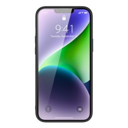 Dux Ducis Yolo dėklas iPhone 14 Plus, elegantiškas dangtelis iš juodos ekologiškos odos