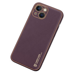 Dux Ducis Yolo iPhone 14 Plus dėklas, elegantiškas dėklas pagamintas iš violetinės ekologiškos odos