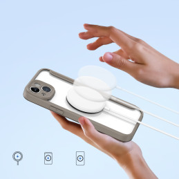 Dux Ducis Skin X Pro dėklas skirtas iPhone 14 Plus su MagSafe ir atvartu - smėlio spalvos