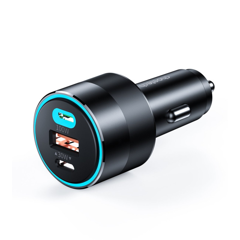 Choetech greitas automobilinis įkroviklis 130W 2xUSB-C + USB-A juodas (TC0011)