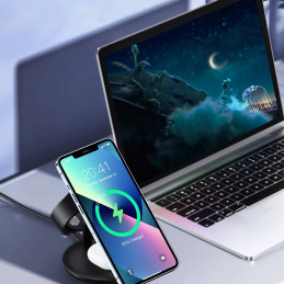 „Choetech“ indukcinio įkrovimo stotelė „trys viename“, skirta „iPhone 12/ 13/ 14“, „AirPods Pro“, juodas Apple Watch (T5...