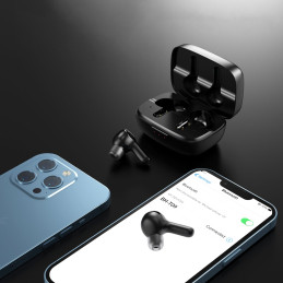 Choetech TWS belaidės ausinės su saulės kolektoriumi juodos spalvos (BH-T09)