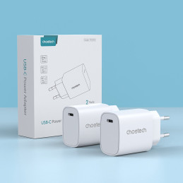 Choetech Q5004 20W PD tinklo įkroviklio rinkinys iPhone 12/ 13 baltas (2 vnt.)
