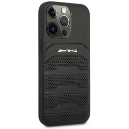 AMG Leather Debossed Lines dėklas skirtas iPhone 14 Pro - juodas