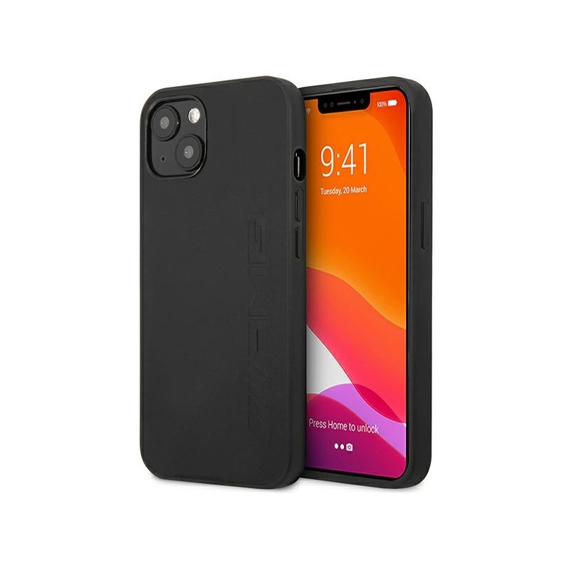 AMG Leather Hot Stamped dėklas iPhone 14 - juodas