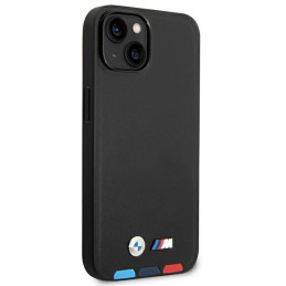BMW Leather Stamp Tricolor MagSafe dėklas iPhone 14 Plus - juodas