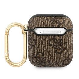 Guess 4G Script Metal Collection dėklas, skirtas AirPods 1/ 2 – rudas