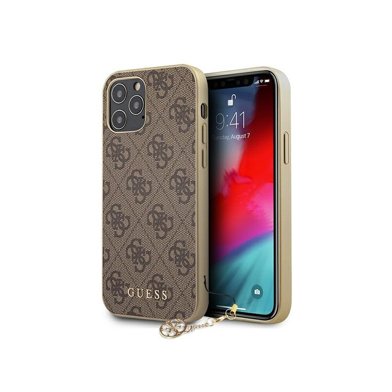 Guess 4G Charms Collection dėklas, skirtas iPhone 12 Pro Max - rudas