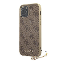Guess 4G Charms Collection dėklas, skirtas iPhone 12 Pro Max - rudas