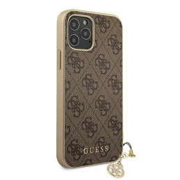 Guess 4G Charms Collection dėklas, skirtas iPhone 12 Pro Max - rudas
