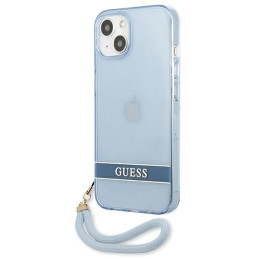 Guess Translucent Strap dėklas iPhone 13 mini - mėlynas