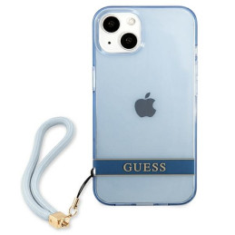 Guess Translucent Strap dėklas iPhone 13 mini - mėlynas