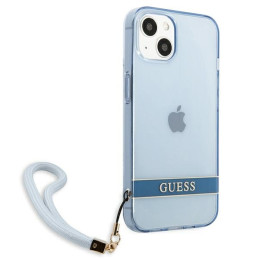 Guess Translucent Strap dėklas iPhone 13 mini - mėlynas