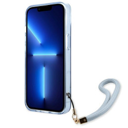 Guess Translucent Strap dėklas iPhone 13 mini - mėlynas