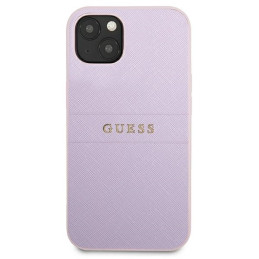 Guess Saffiano Hot Stamp & Metal Logo dėklas iPhone 13 mini - violetinis