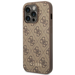 Guess GUHCP14LG4GFBR iPhone 14 Pro 6,1 colio rudas/ rudas kietas dėklas, 4G metalinis auksinis logotipas