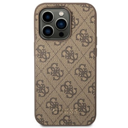 Guess GUHCP14LG4GFBR iPhone 14 Pro 6,1 colio rudas/ rudas kietas dėklas, 4G metalinis auksinis logotipas