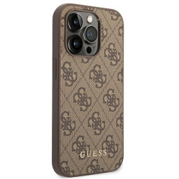 Guess GUHCP14LG4GFBR iPhone 14 Pro 6,1 colio rudas/ rudas kietas dėklas, 4G metalinis auksinis logotipas